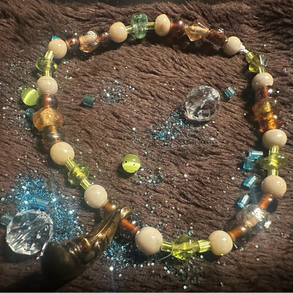 Earthy brass charm bracelet